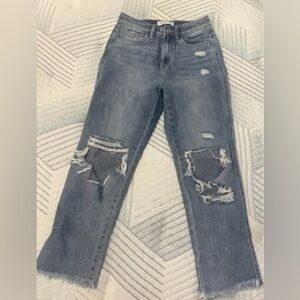 Flying Monkey Light Blue Distressed Ankle Jeans